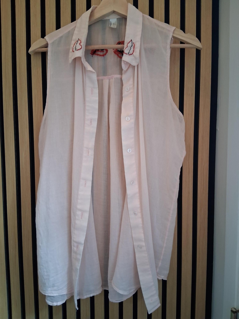 Light Pink Sleeveless Button-Front Blouse - American Apparel